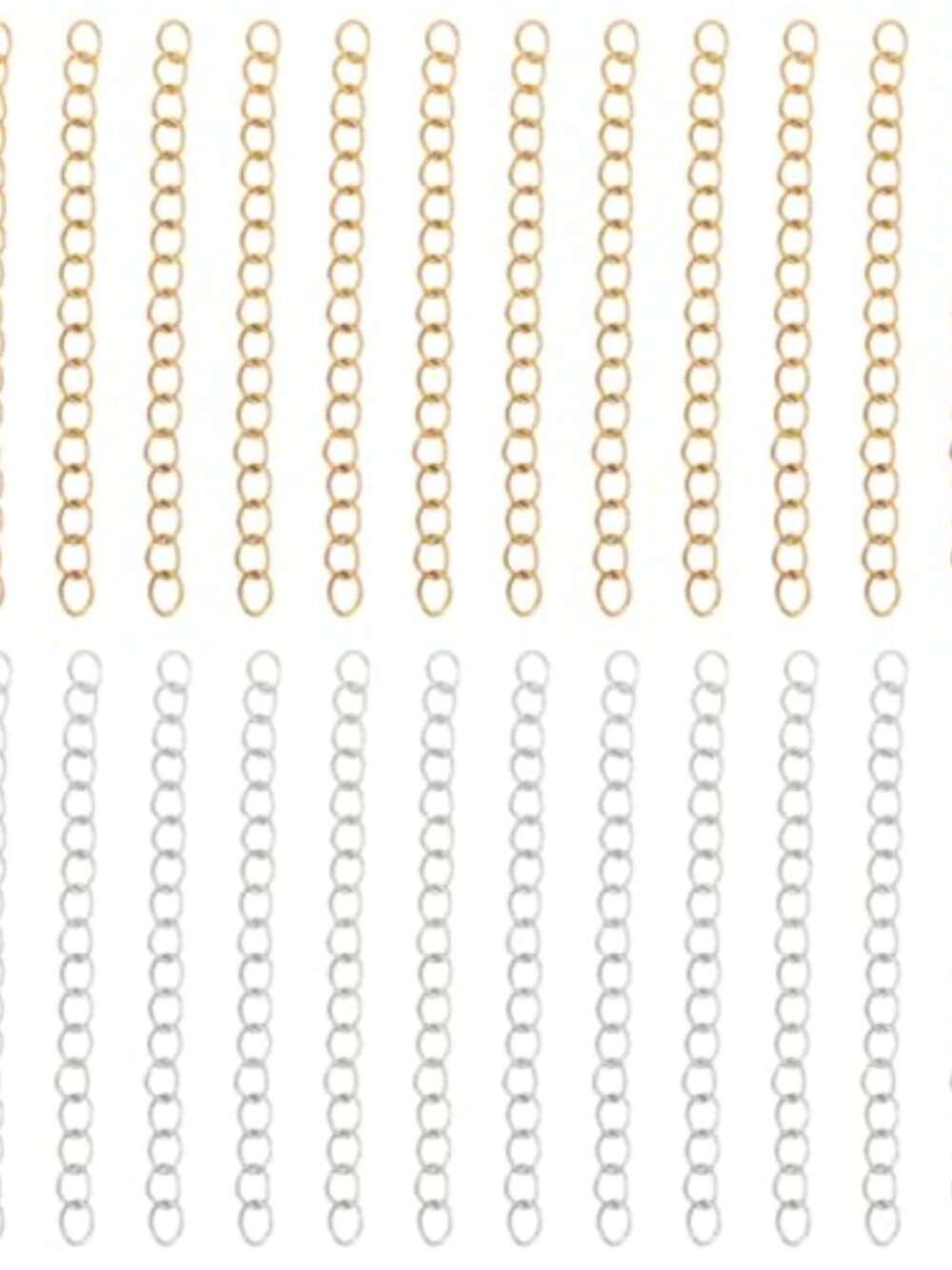 100Pcs 18K Gold & Sterling Silver Plated Chain Extenders 2 Inch